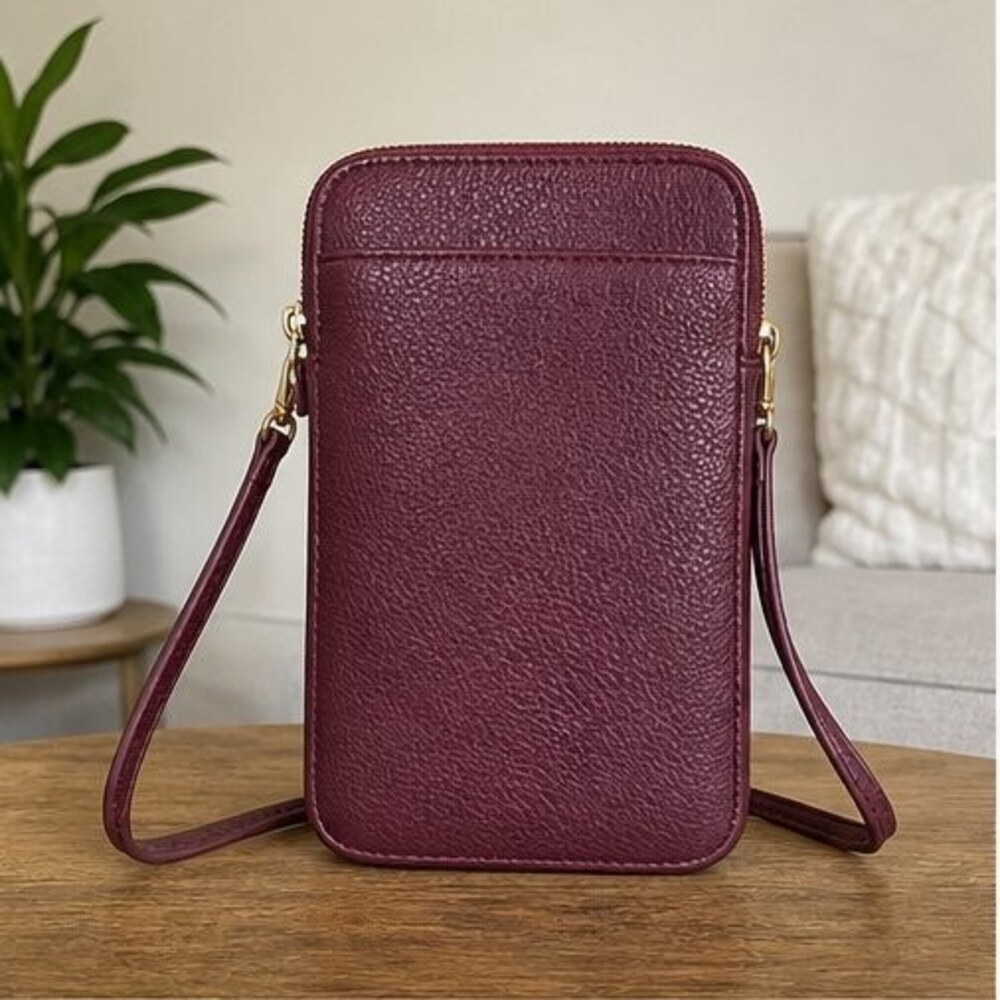 Burgundy Pebbled Crossbody Bag
